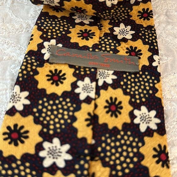 Vtg Camilla Smith NYC Retro Floral Silk Neck Tie - Picture 3 of 4